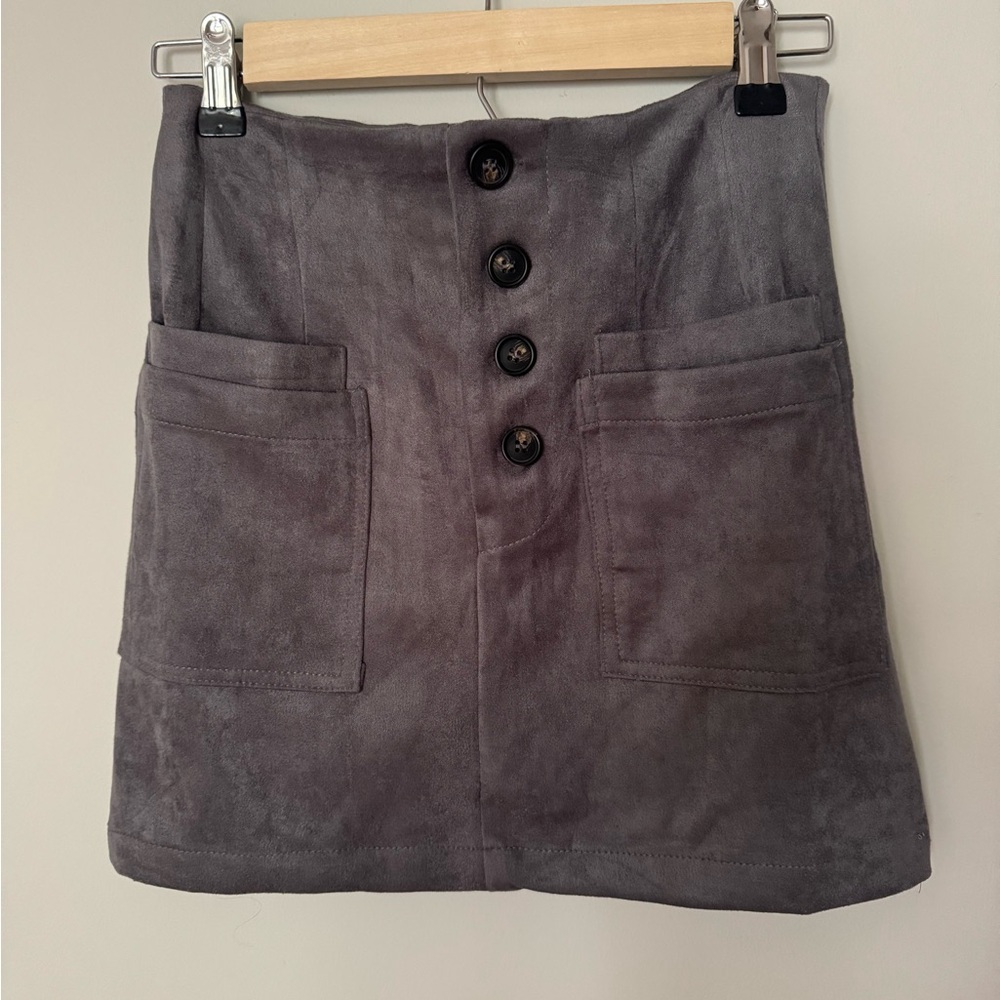 Gray Button-Front Women's Skirt